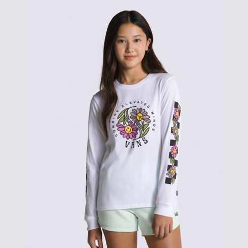 Vans Kids Elevated Floral Long Sleeve Bff Tee (white)