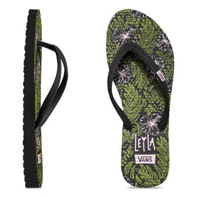Vans Mens Shoes Skate Shoes Mens Shoes Hanelei (leila Hawaii Black/barely Pink) Womens Sandals