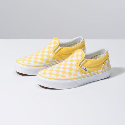 Vans Kids Checkerboard Slip-on (aspen Gold/true White)