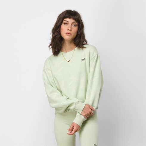 Vans Water Wash Cropped Pullover Crew Fleece (celadon Green)
