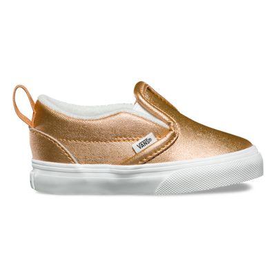 Vans Toddler Metallic Leather Slip-on V (light Copper)