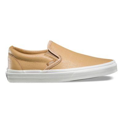 Vans Embossed Leather Slip-on (tan/blanc De Blanc)