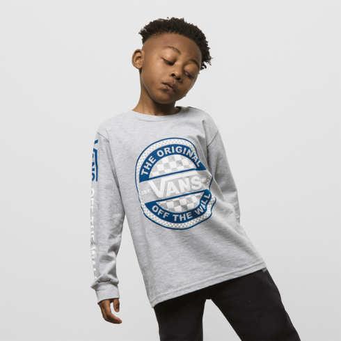 Vans Little Kids Cirlced Checker Long Sleeve T-shirt (athletic Heather)
