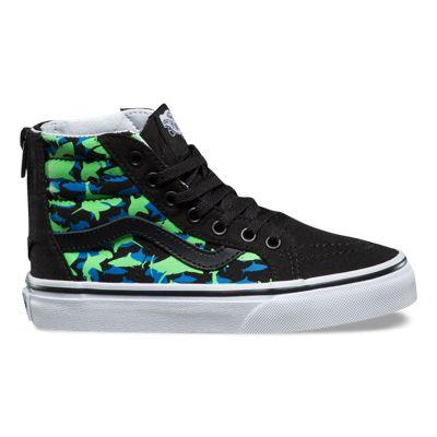 Vans Kids Glow Shark Sk8-hi Zip (black/true White)
