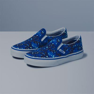 Vans Kids Galactic Glow Classic Slip-on Shoe (nautical Blue/true White)