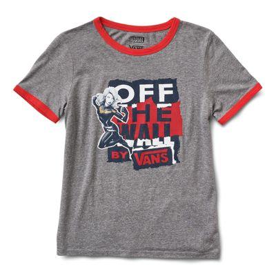 Vans X Marvel Captain Marvel Ringer Tee (grey Heather Racing Red)