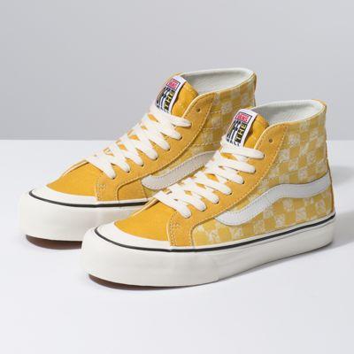 Vans Distressed Checkerboard Sk8-hi 138 Decon Sf (yolk Yellow)
