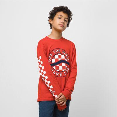 Vans Kids Sidestripe Long Sleeve T-shirt (molten Lava)
