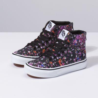 Vans Kids Floral Pop Sk8-hi Zip (black/true White)