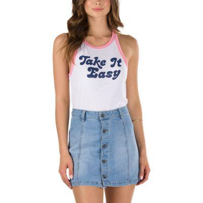 Vans Take It Easy Racer Tank Top (white-geranium Pink)
