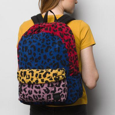 Vans Deana Polar Fleece Backpack (leopard Patchwork)