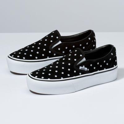 Vans Suede Polka Dot Slip-on Platform (black/true White)