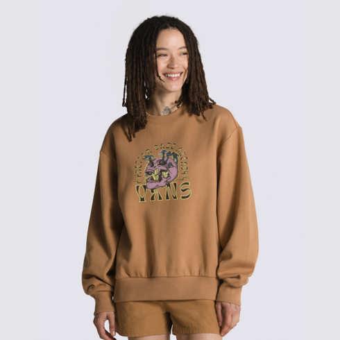 Vans Better Daze Blousant Fleece Pullover Crew (tobacco Brown)