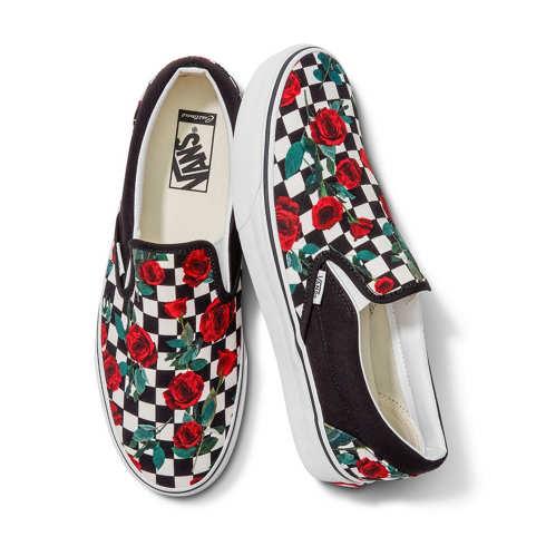Vans Customs Checkerboard Roses Slip-on Wide (customs)