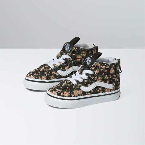 Vans Toddler Rose Dreams Sk8-hi Zip Shoe (black/white)