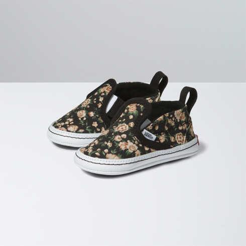 Vans Infant Rose Dreams Slip-on V Crib Shoe (black/white)