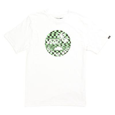 Vans Boys Dual Palm Logo Fill T-shirt (white/lime Aid Glitchy Checker) T-shirts: Medium