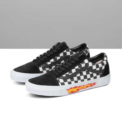 Vans Customs Checkerboard Flame Foxing Old Skool Wide (customs)
