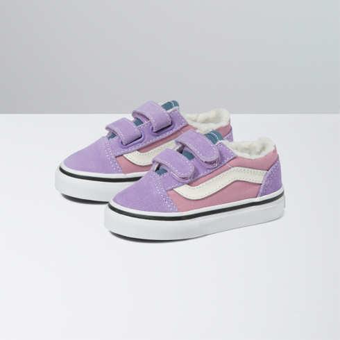 Vans Toddler Suede Sherpa Old Skool V Shoe (multi Color Block)