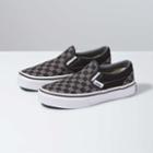 Vans Kids Checkerboard Slip-on Shoe (black/pewter)