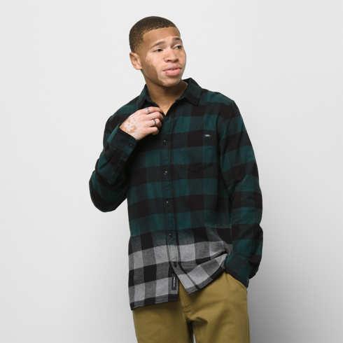 Vans Princeton Ombre Flannel Buttondown Shirt (deep Teal/pewter Heather)
