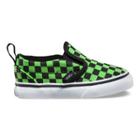 Vans Toddlers Checkerboard Slip-on V (black/green Flash) Kids Shoes
