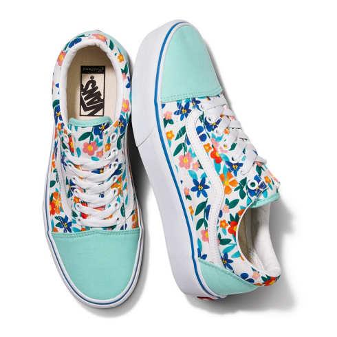 Vans Customs Painted Floral Old Skool Platform (customs)