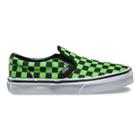Vans Kids Checkerboard Slip-on (black/green Flash) Kids Shoes