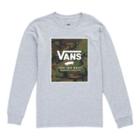 Vans Boys Print Box Long Sleeve T-shirt (athletic Heather/camo)