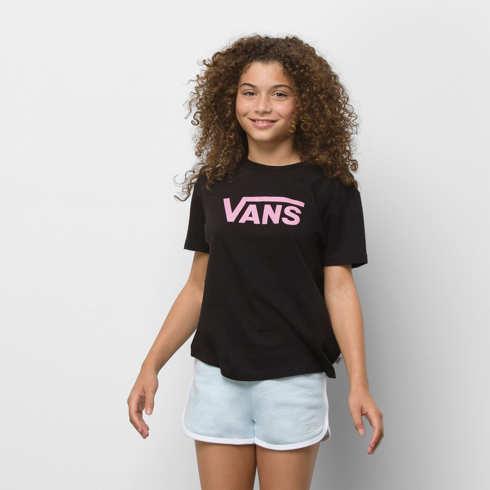 Vans Kids Flying V Crew Tee (black/begonia Pink)
