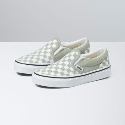 Vans Kids Checkerboard Classic Slip-on (desert Sage)