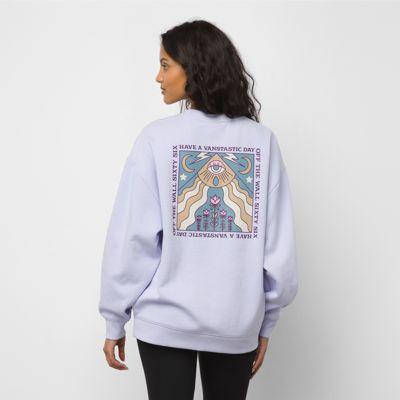 Vans Window Pane Oversized Pullover Crew (purple Sky)