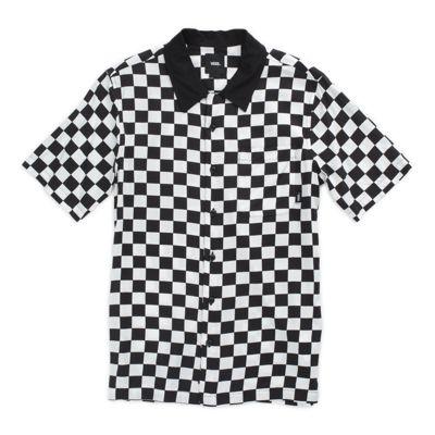 Vans Boys Checker Camp Short Sleeve Buttondown Shirt (white/black)