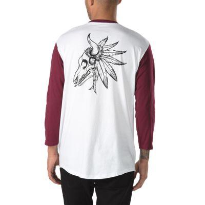 Vans Buffalo Skull Long Sleeve T-shirt (white Burgundy)