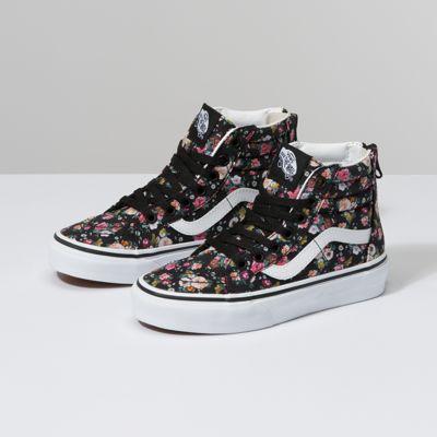 Vans Kids Butterfly Floral Sk8-hi Zip (black/black)