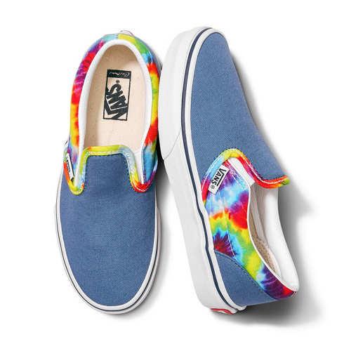 Vans Customs Kids Navy Rainbow Tie Dye Slip-on (customs)