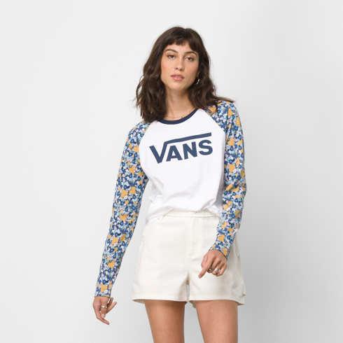 Vans Deco Ditsy Long Sleeve Raglan Tee (white/true Navy)