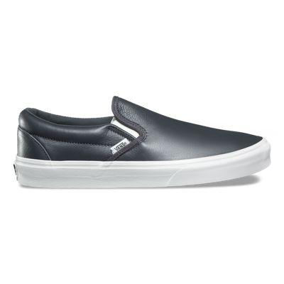 Vans Leather Slip-on (asphalt/blanc De Blanc)