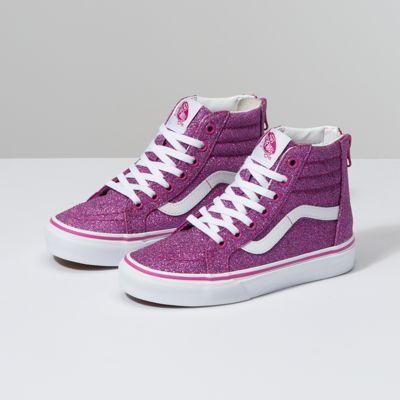 Vans Kids Glitter Textile Sk8-hi Zip (pink/true White)