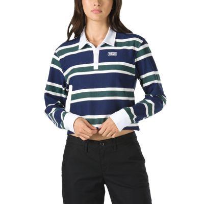 Vans Cropped Rugby Long Sleeve Top (midevil Blue)