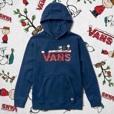 Vans Boys Vans X Peanuts Holiday Pullover Hoodie (dress Blues)