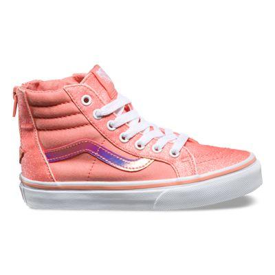 Vans Kids Glitter & Iridescent Sk8-hi Zip (coral/true White)