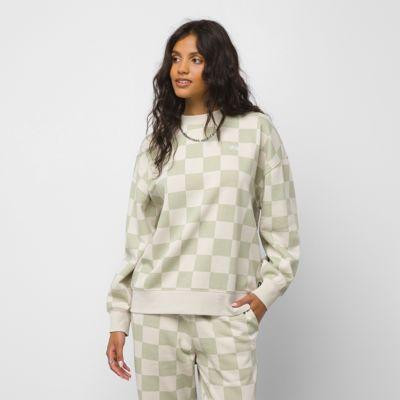 Vans Treasures Checker Slouchy Pullover Crew (desert Sage)