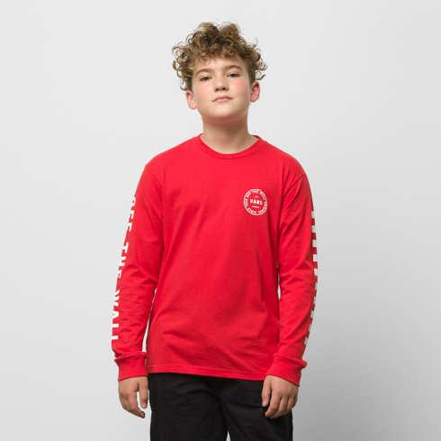 Vans Kids Off The Wall Combo Long Sleeve T-shirt (true Red)