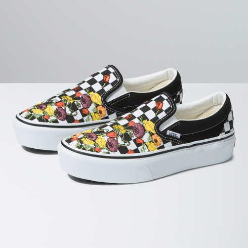 Vans Classic Slip-on Platform (poppy Checkerboard Black/multi)