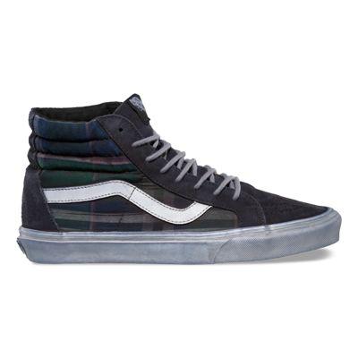 Vans Shoes Over Washed Plaid Sk8-hi Reissue Ca (nine Iron/blanc De Blanc)