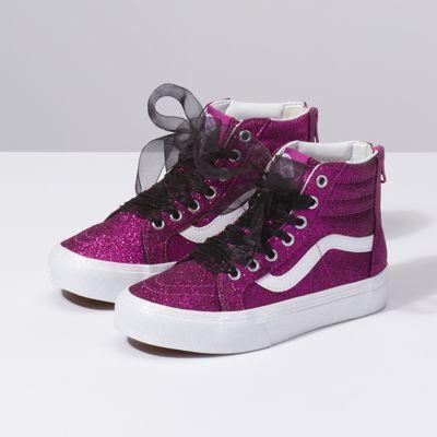 Vans Kids Glitter Sk8-hi Zip (wild Aster/true White)