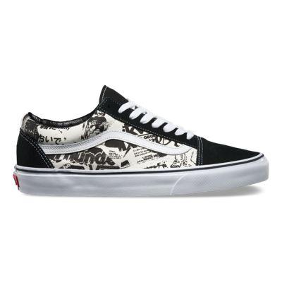 Vans Mens Shoes Skate Shoes Mens Shoes Mens Sandals Newsprint Old Skool (black/white)