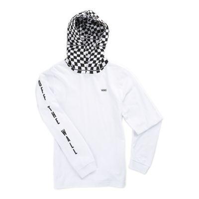 Vans Boys Van Doren Hooded Long Sleeve T-shirt (white/checkerboard)