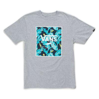 Vans Boys Print Box T-shirt (athletic Heather-dress Blues Bonsai Leaf)